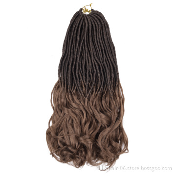 22 Inch Red Brown Long Straight Goddess Locs With Curly Ends Women Synthetic Goddess Faux Locs Crochet Braiding Hair Extensions